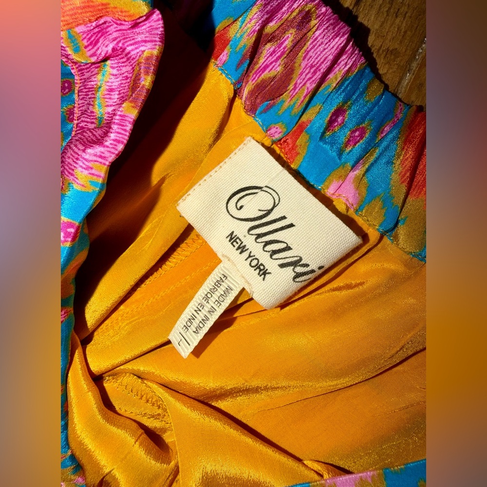 ✨ Anthropologie Ollari New York Ikat Silk-Feel Crop Top & Wide Leg Pant Set - L - Picture 10 of 16
